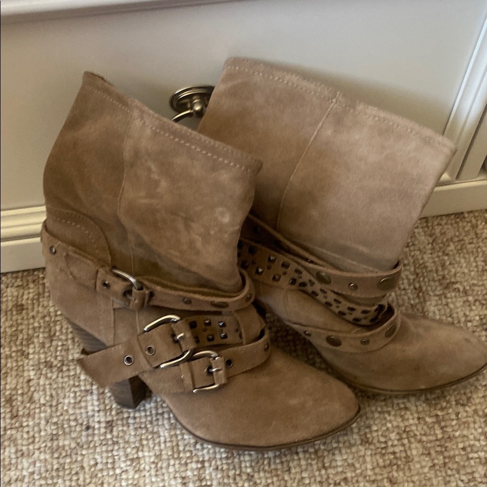 Women's Tan Ankle Boots Genuine Suede